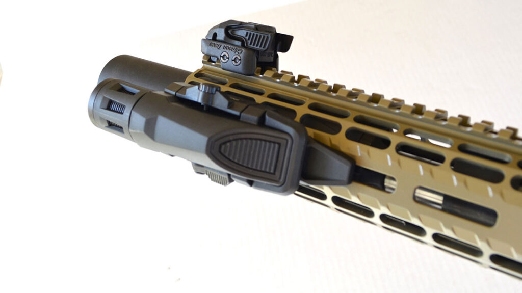 For target identification, the author added an Inforce weapon-mounted light (WML) on the handguard at the 9 o’clock position.